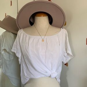 White Flowy Bohemian Off-the-Shoulder Top